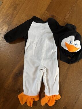 Kids Penguin One-Piece Costume - Black & White with Orange Accents